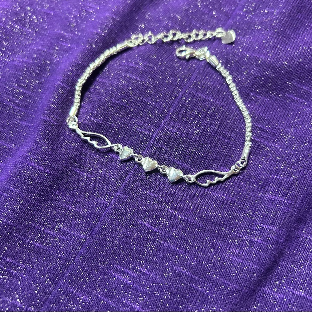 925 Sterling Silver Plated Hearts  Angel Wing Bracelet 925 Silver Charm Bracelet